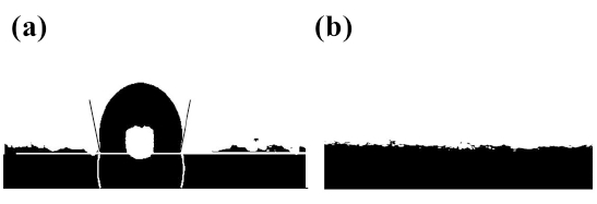 碳氈等離子改性前后水滴接觸角